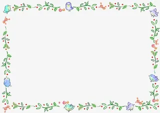 边框绿叶相框小鸟装饰可爱母婴免抠