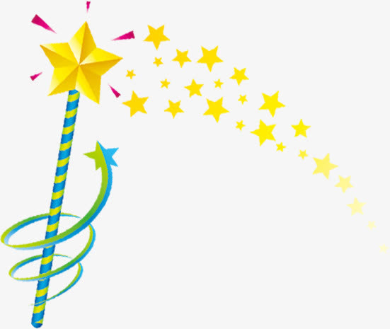 卡通星星魔法棒七夕免抠漂浮其他元素