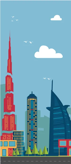 蓝色卡通建筑展架背景素材高清