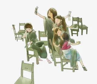 学生毕业教师合影插画素材免抠