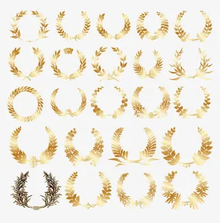 金色花边标签设计素材免抠