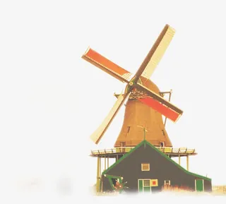 春天怀旧风车装饰免抠