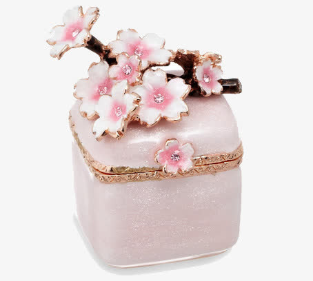 樱花树枝可爱首饰盒免抠