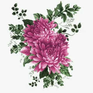 紫色中国风花朵绿叶免抠