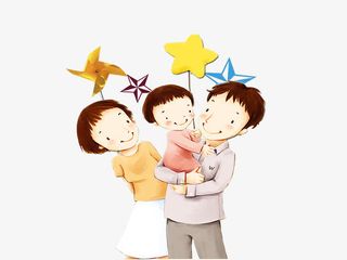 一家三口卡通免抠