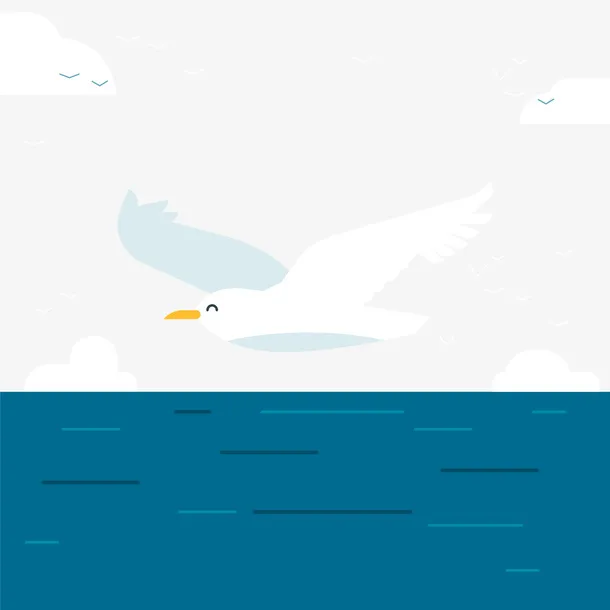 创意飞翔在海上的海鸥矢量图免抠