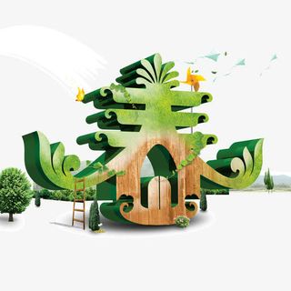 春天 春 立体字  草绿色字体免抠