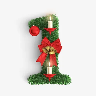 卡通手绘圣诞装饰数字1免抠