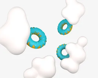 蓝色甜甜圈白云免抠