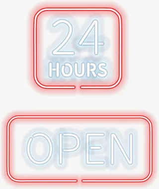 24小时营业灯牌免抠