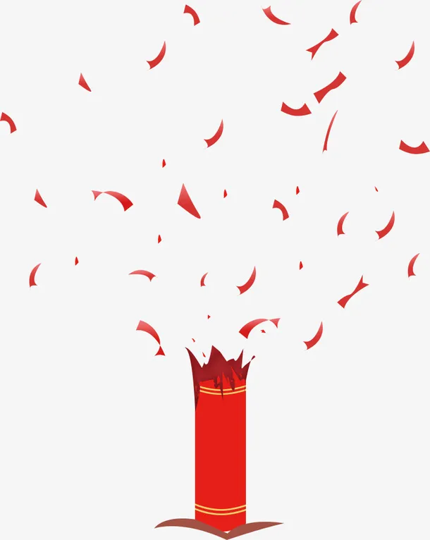 红色节庆新年鞭炮免抠