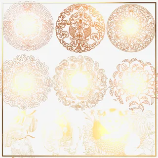 春节矢量金色花纹素材免抠