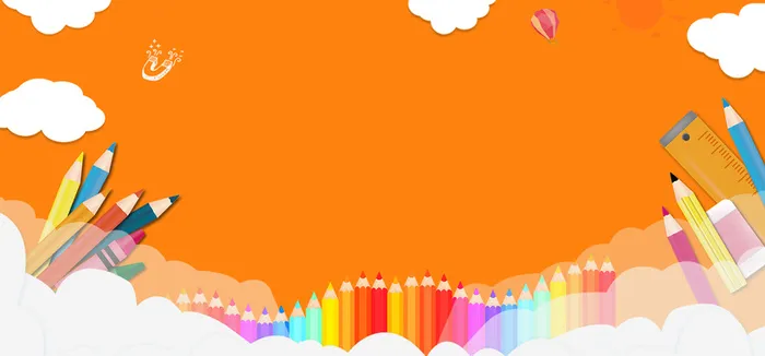 开学季橙色简约铅笔电商促销banner高清