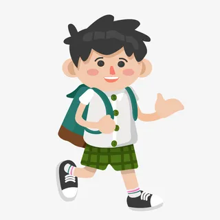 卡通背着书包的儿童免抠