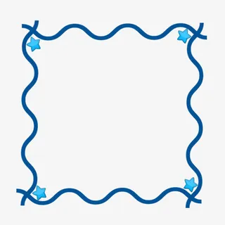 蓝色卡通波浪边框免抠