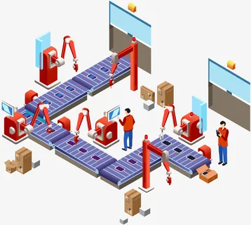 矢量工厂流水线下载免抠