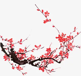 红色古典梅花造型免抠