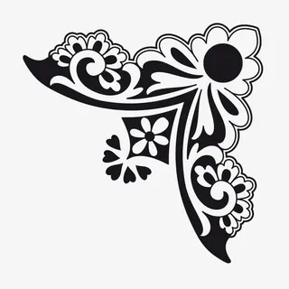 黑色花边角免抠