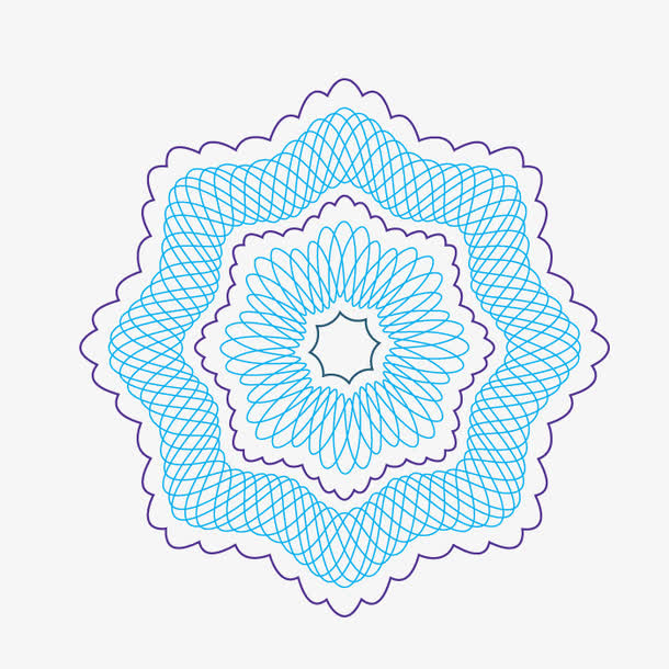 蓝色线条花纹免抠