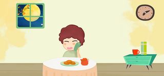 手绘卡通中秋节思念家人banner高清