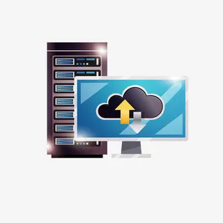 矢量卡通扁平化科技云同步png免抠