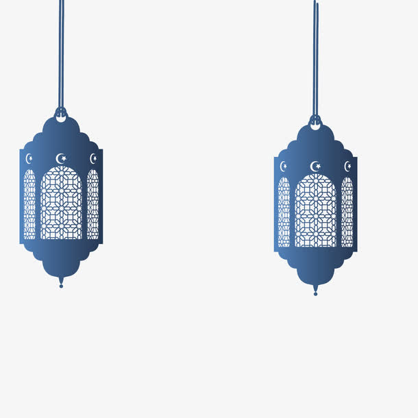 蓝色中国风灯笼免抠