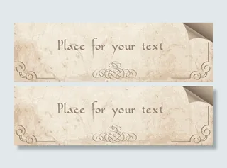 复古卷角花边模板高清