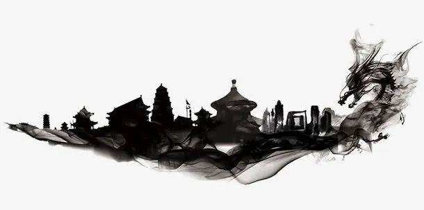手绘水墨龙头免抠