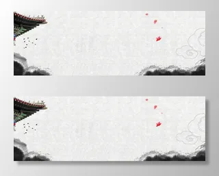 黑色水墨古镇国庆节出游季高清复古中国风背景