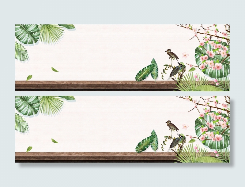 文艺春季插画背景海报banner高清