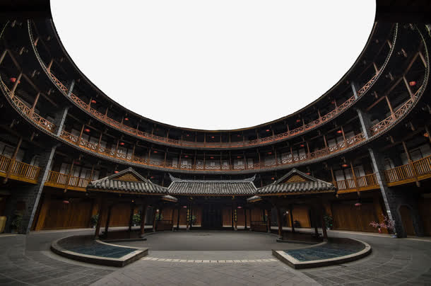 中国客家围龙屋建筑PNG免抠