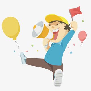 卡通人物喇叭插画免抠