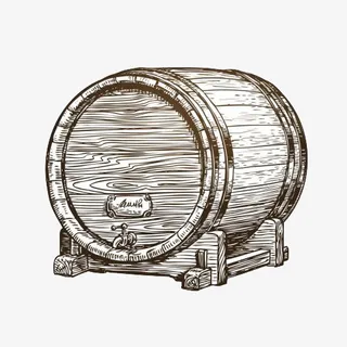 素描风格红酒橡木桶图案免抠