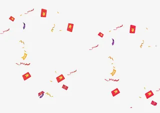 漂浮金币钱币红色装饰免抠