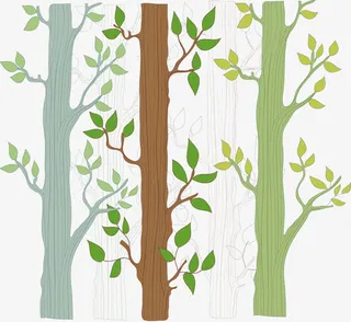 彩色树干免抠