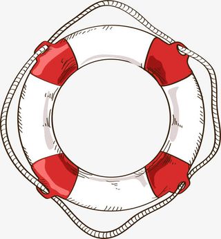 红色卡通游泳圈免抠