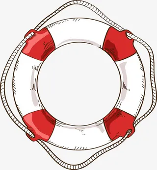 红色卡通游泳圈免抠