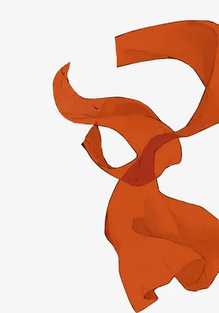 水墨红彩带免抠