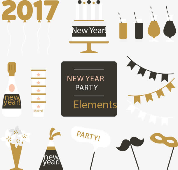扁平2017新年元素免抠