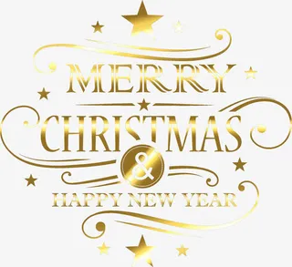 金色闪耀圣诞节字母免抠