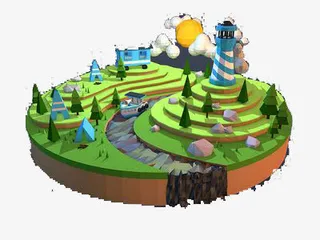 卡通悬浮岛屿免抠