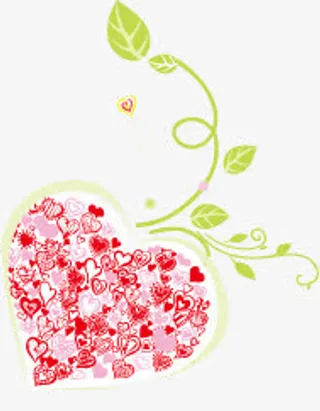 心形花纹绿叶免抠