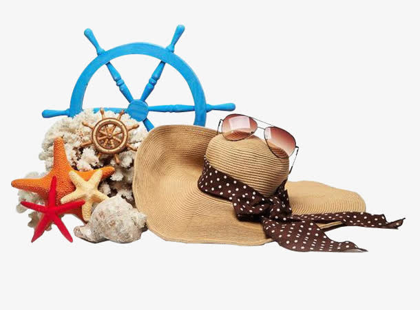 海边日光浴帽子船舵免抠