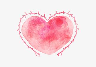 水彩绘花纹爱心矢量素材免抠
