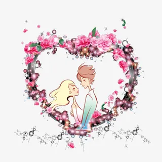 心形花朵相框免抠