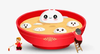 元宵汤圆装饰素材免抠