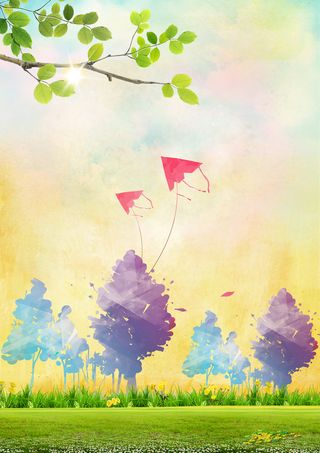 手绘天空草地背景素材高清卡通手绘背景