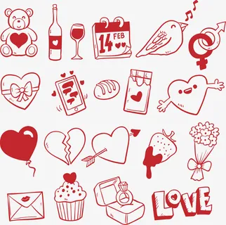 20款红色情人节图标矢量素材免抠