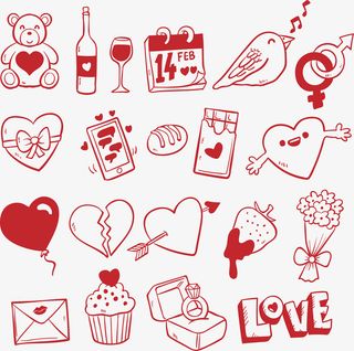 20款红色情人节图标矢量素材免抠