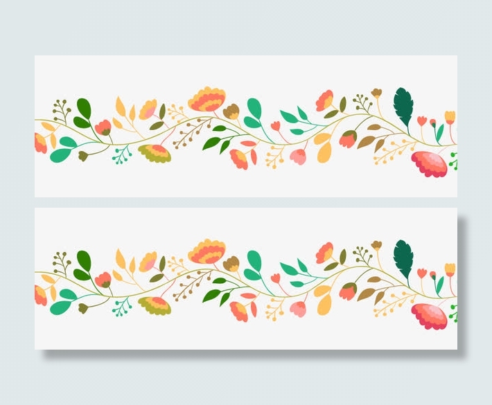 彩色手绘花卉banner素材